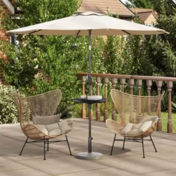 Tangkula Round Umbrella Table 20" Beach Umbrella Table W/1.5" Umbrella Hole Wood Grain Surface Height Adjustable Knob -Tangkula Shop GUEST 61e2eca3 5ef2 4c67 b695 6c1236c80411