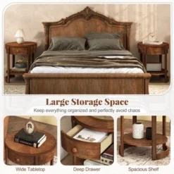 Tangkula 2-Tier Nightstand W/ Shelf & Wood Grains Drawer Round White/Brown 16 Tangkula 2-Tier Nightstand W/ Shelf & Wood Grains Drawer Round White/Brown -Tangkula Shop GUEST 61e84c31 7ae7 4746 a801 8cbb9a0cb826