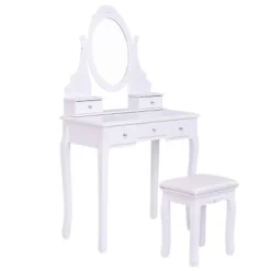 Tangkula Oval Vanity Mirror Dressing Table Beauty Dresser Cosmetics Organizer W/ Cushioned Bench 16 Tangkula Oval Vanity Mirror Dressing Table Beauty Dresser Cosmetics Organizer W/ Cushioned Bench -Tangkula Shop GUEST 6200e8b0 20b8 436f b129 b60a6b107e28