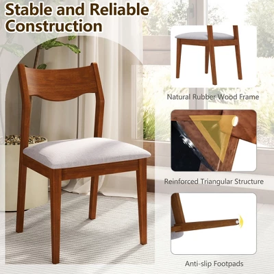 Tangkula Wooden Dining Chair Set Of 4 W/ Rubber Wood Frame Wide Padded Seat 5 Tangkula Wooden Dining Chair Set Of 4 W/ Rubber Wood Frame Wide Padded Seat - Image 5