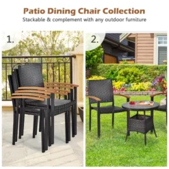 Tangkula 4PCS Stackable Patio Wicker Dining Chair Rattan Armchair Outdoor Yard -Tangkula Shop GUEST 622cdccc e874 4751 8a9b d66d8d982215