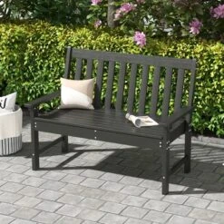 Tangkula 2-Person Outdoor Garden Park Bench - All-Weather HDPE Patio Loveseat -Tangkula Shop GUEST 62622c0b c610 457e b3f4 b7cf2255fc51