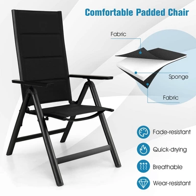 Tangkula Set Of 2 Patio Folding Chairs Lightweight Outdoor Dining Chairs W/ Padded Seat 4 Tangkula Set Of 2 Patio Folding Chairs Lightweight Outdoor Dining Chairs W/ Padded Seat - Image 4