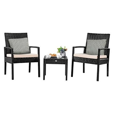 Tangkula Cushioned Outdoor Wicker Rattan Chair Set Patio Furniture Backyard Seat 8 Tangkula Cushioned Outdoor Wicker Rattan Chair Set Patio Furniture Backyard Seat - Image 8