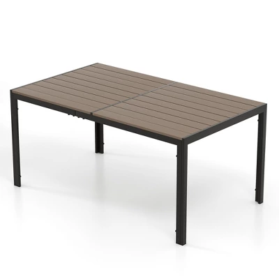 Tangkula 59" X 35" Large Rectangle Outside Table W/ Metal Legs Accommodate Up To 6 9 Tangkula 59" X 35" Large Rectangle Outside Table W/ Metal Legs Accommodate Up To 6 - Image 9
