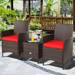 Tangkula 3-Piece Patio Rattan Conversation Set with Wicker Chairs & Table -Tangkula Shop GUEST 63253b97 ece8 4e0e 9611 b1795fe8867b