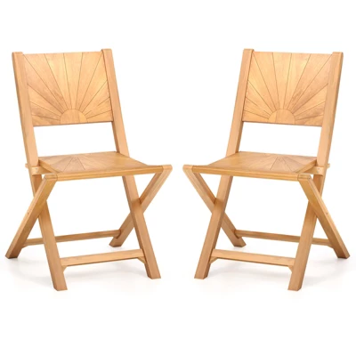 Tangkula 2 PCS Folding Patio Chairs W/ Inclined Backrest Teak Wood Outdoor Dining Chairs 9 Tangkula 2 PCS Folding Patio Chairs W/ Inclined Backrest Teak Wood Outdoor Dining Chairs - Image 9