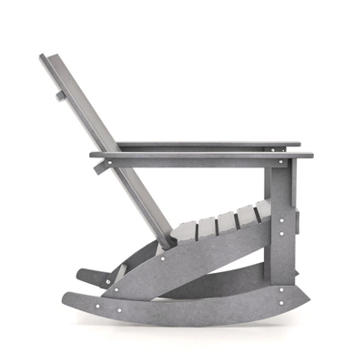 Tangkula Set Of 2 Adirondack Rocking Chair All Weather HDPE Rocker Grey Patio 2 Tangkula Set Of 2 Adirondack Rocking Chair All Weather HDPE Rocker Grey Patio - Image 2