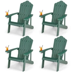 Tangkula 4PCS Adirondack Chair HIPS Adirondack Chair W/Cup Holder Realistic Wood Grain Weather Resistant Outdoor Chair For 380 LBS Weight Capacity Black/Navy/White/Teak/Dark Green/Red/Light Grey/Yellow -Tangkula Shop GUEST 639ed46d 5029 4a6d a6ef 4f2dddbaee2c
