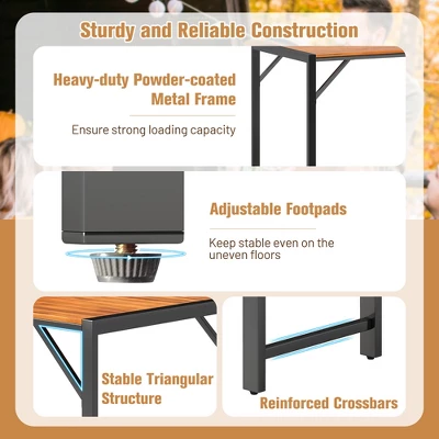 Tangkula 3 PCS Patio Dining Set For 6 People 53" Acacia Wood Picnic Table & 2 Benches 7 Tangkula 3 PCS Patio Dining Set For 6 People 53" Acacia Wood Picnic Table & 2 Benches - Image 7