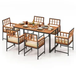 Tangkula 7-Piece Outdoor Dining Set with Acacia Wood Table and 6 Cushioned Armchairs 6 Tangkula 7-Piece Outdoor Dining Set with Acacia Wood Table and 6 Cushioned Armchairs -Tangkula Shop GUEST 63f9a7e2 2666 421a b5f2 620bcfc03f43