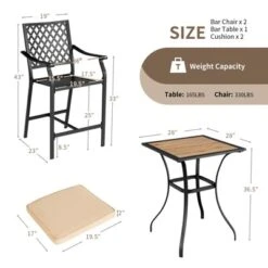 Tangkula 3 Piece Patio Bar Bistro Set, Outdoor Bar Height Stool & Table Ergonomic Seat W/ Comfortable Cushion Reinforced Steel Structure -Tangkula Shop GUEST 64120944 2983 43dd 84c9 e0eae5164949