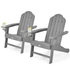 Tangkula 2PCS Adirondack Chair Outdoor With Cup Holde Weather Resistant Lounger Chair For Backyard Garden Patio And Deck Black/Grey/Turquoise/White 18 Tangkula 2PCS Adirondack Chair Outdoor With Cup Holde Weather Resistant Lounger Chair For Backyard Garden Patio And Deck Black/Grey/Turquoise/White -Tangkula Shop GUEST 6440fc08 8520 47e5 8803 f6b2a73ea3bf