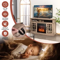 Tangkula 48" TV Stand Console Cabinet W/ Fireplace Entertainment Center For Living Room -Tangkula Shop GUEST 646e95c5 dfed 4912 bd1f c00b5ddbef51