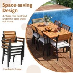 Tangkula 7-Piece Patio Furniture Set Outdoor Dining Chair Set For 6 W/ Acacia Wood & Metal Frame -Tangkula Shop GUEST 647129f5 0c31 4e3c af6c a76bb4b9fe90