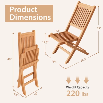 Tangkula Set Of 3 Outdoor Indonesia Teak Wood Bistro Dining Set Folding Chair & Table Slatted Patio 1 Tangkula Set Of 3 Outdoor Indonesia Teak Wood Bistro Dining Set Folding Chair & Table Slatted Patio