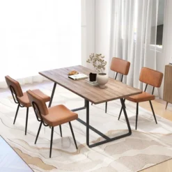 Tangkula Dining Chairs Set Of 4 W/ PU Leather Cover Filled Sponge Waterfall Seats -Tangkula Shop GUEST 64bab6a2 60ce 4c20 a04f a1397eb3d3f5