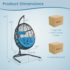 Tangkula Hanging Hammock Chair Egg Swing Chair W/ Blue Cushion Pillow Stand 14 Tangkula Hanging Hammock Chair Egg Swing Chair W/ Blue Cushion Pillow Stand -Tangkula Shop GUEST 64e48223 ff15 4425 9fe2 2f75a34ce0e3