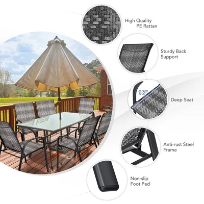 Tangkula 12PCS Outdoor PE Wicker Stacking Dining Chairs Patio Arm Chairs 7 Tangkula 12PCS Outdoor PE Wicker Stacking Dining Chairs Patio Arm Chairs - Image 7