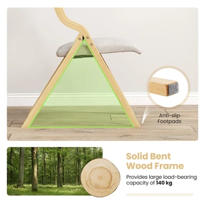 Tangkula Folding Dining Chairs Set Of 4 Wooden Table Chairs W/ Padded Seat Modern Grey & Natural 6 Tangkula Folding Dining Chairs Set Of 4 Wooden Table Chairs W/ Padded Seat Modern Grey & Natural - Image 6