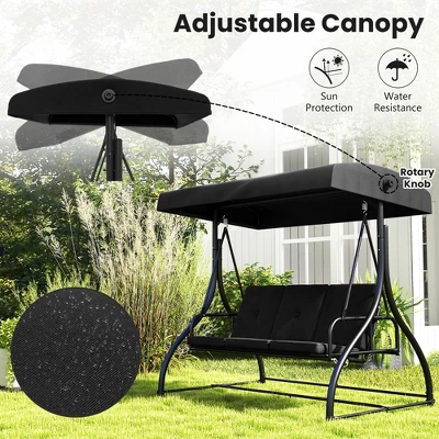 Tangkula 3-Seat Converting Patio Swing Chair and Porch Bed with Adjustable Canopy 4 Tangkula 3-Seat Converting Patio Swing Chair and Porch Bed with Adjustable Canopy - Image 4