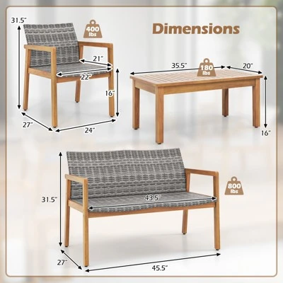 Tangkula 8 Piece PE Rattan Patio Furniture Set with Loveseat and Coffee Table 8 Tangkula 8 Piece PE Rattan Patio Furniture Set with Loveseat and Coffee Table - Image 8