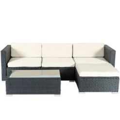 Tangkula 5-Piece Outdoor Patio Rattan Furniture Set with Sectional Sofa & Table 13 Tangkula 5-Piece Outdoor Patio Rattan Furniture Set with Sectional Sofa & Table -Tangkula Shop GUEST 65aed43a 6c78 4844 aed1 97ffdad44e63