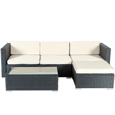 Tangkula 5-Piece Outdoor Patio Rattan Furniture Set with Sectional Sofa & Table 6 Tangkula 5-Piece Outdoor Patio Rattan Furniture Set with Sectional Sofa & Table - Image 6