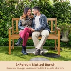 Tangkula 2-Person Outdoor Bench - 48 Inch Acacia Wood Patio Loveseat with 800lbs Capacity -Tangkula Shop GUEST 65dd11fd 6447 4077 80f2 97a6e9bc2d17