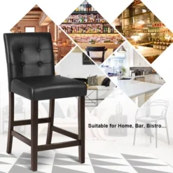 Tangkula Set Of 4 Bar Stools 25inch Counter Height Barstool Pub Chair Rubber Wood Black -Tangkula Shop GUEST 65ee669b 0628 49d7 8af8 6f469c152c0b