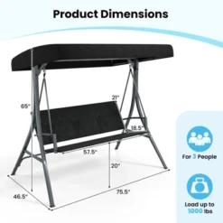 Tangkula 3-Person Outdoor Porch Swing with Stand and Adjustable Shade Canopy -Tangkula Shop GUEST 6633be56 6b19 48c2 a346 dd305de7b429