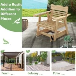 Tangkula 1PC/2PCS Outdoor Fir Wood Rocking Chair Outdoor Glider Chair With Rotatable Hidden Cup Holder And Curved Seat -Tangkula Shop GUEST 663b52fd 29cd 43ea bc28 6a27ffff5c11