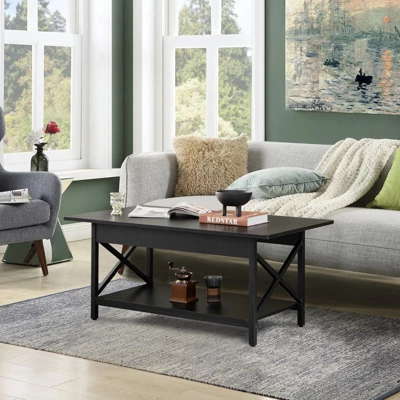 Tangkula Coffee Table Industrial 2-Tier W/ Storage Shelf &Storage Shelf For Living Room 1 Tangkula Coffee Table Industrial 2-Tier W/ Storage Shelf &Storage Shelf For Living Room