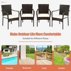 Tangkula 4 PCS Stackable Rattan Outdoor Dining Chairs with Waterproof Cushions -Tangkula Shop GUEST 6672db28 9c50 4b00 8483 51944cbe0857