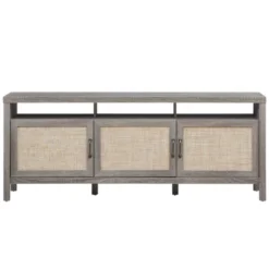 Tangkula Universal TV Stand Cabinet Television Media Console With 3 Rattan Doors Grey Oak Walnut 11 Tangkula Universal TV Stand Cabinet Television Media Console With 3 Rattan Doors Grey Oak Walnut -Tangkula Shop GUEST 66bc182d 97a4 463d 8f80 87e143adb842
