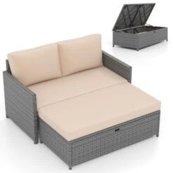 Tangkula Outdoor Rattan Daybed with 31 Gallon Storage Ottoman -Tangkula Shop GUEST 66c028fc 349b 43cd a427 7c05cca079c2