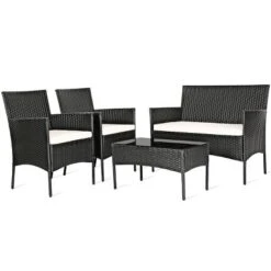 Tangkula 4-Piece Rattan Patio Conversation Set with Cushioned Sofa -Tangkula Shop GUEST 66f35bdc bc2c 44bc 8a0f 31fdf7eac0c9