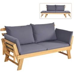 Tangkula Convertible Outdoor Daybed - Solid Acacia Wood Patio Sofa Bed -Tangkula Shop GUEST 66ff3677 d1ec 4dd6 8083 e42a2cb437fe