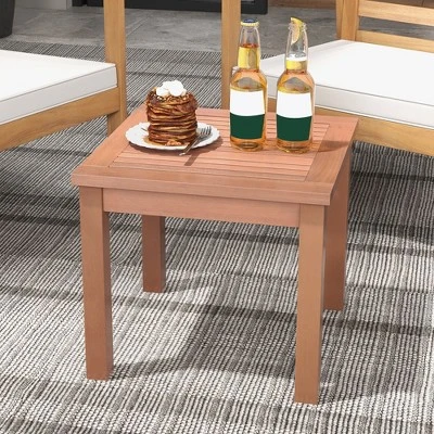 Tangkula Outdoor Adirondack Side Table 18" Square End Table W/ Slatted Tabletop 1 Tangkula Outdoor Adirondack Side Table 18" Square End Table W/ Slatted Tabletop