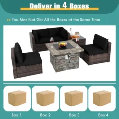 Tangkula Patio Rattan 6PCS Cushioned Sofa Set Furniture Set Thick Cushion With 34.5" Fire Pit Table For Garden Black/Blue/Red/Turquoise/Off White 19 Tangkula Patio Rattan 6PCS Cushioned Sofa Set Furniture Set Thick Cushion With 34.5" Fire Pit Table For Garden Black/Blue/Red/Turquoise/Off White -Tangkula Shop GUEST 672ac097 cefc 4db2 bddb 7dc83297e0a6