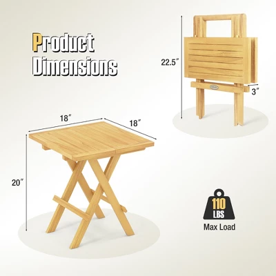 Tangkula Patio Folding Side Table W/X-shaped Legs Slatted Tabletop For Backyard Outdoor 8 Tangkula Patio Folding Side Table W/X-shaped Legs Slatted Tabletop For Backyard Outdoor - Image 8