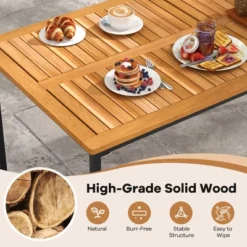 Tangkula 7 PCS Outdoor Dining Set For 6 Acacia Wood Rectangular Table & 6 Armless Chairs -Tangkula Shop GUEST 67656b37 743a 4637 99b7 8c4aab41d6f6