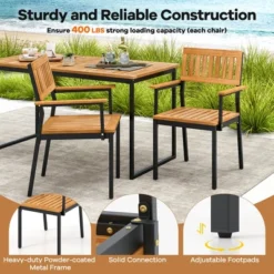 Tangkula Patio Dining Chair Set Of 4 Outdoor Chairs W/Metal And Acacia Wood Frame Armrests All-Weather Bistro Chairs -Tangkula Shop GUEST 67d4f9fd 2081 4eb5 850a 1785a78235af