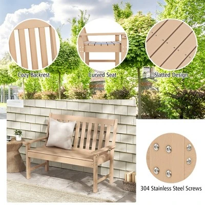 Tangkula 2-Person All-Weather HDPE Garden Bench for Patio and Porch 4 Tangkula 2-Person All-Weather HDPE Garden Bench for Patio and Porch - Image 4