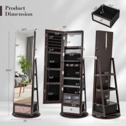 Tangkula 360° Swivel Jewelry Cabinet W/ Mirror Jewelry Storage Organizer Built-in Lights Dark Brown 16 Tangkula 360° Swivel Jewelry Cabinet W/ Mirror Jewelry Storage Organizer Built-in Lights Dark Brown -Tangkula Shop GUEST 67e31a91 d7c1 495c b4be 9e9da8214706