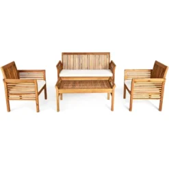 Tangkula 4-Piece Patio Acacia Wood Sofa Set Conversation Table Chairs With Beige Cushions 11 Tangkula 4-Piece Patio Acacia Wood Sofa Set Conversation Table Chairs With Beige Cushions -Tangkula Shop GUEST 67f55e3f f5de 4823 af6c 3540906219a3