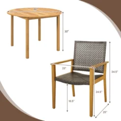 Tangkula 5 PCS Patio Dining Set Round Acacia Wood Table 4 Wicker Armchairs Outdoor Garden 17 Tangkula 5 PCS Patio Dining Set Round Acacia Wood Table 4 Wicker Armchairs Outdoor Garden -Tangkula Shop GUEST 67fc8bd4 b5d1 450f 8aae ff9c3b4d34be