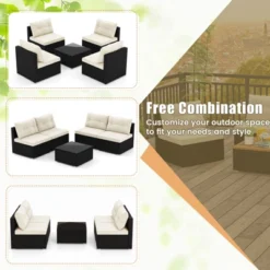 Tangkula 5-Piece Outdoor PE Rattan Patio Furniture Set with Cushions & Glass Table -Tangkula Shop GUEST 6812e92c 126b 41a5 8f4f 5b7e5c76ae97