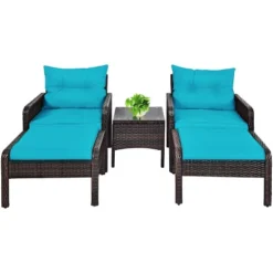 Tangkula 5-Piece Patio Rattan Conversation Set - Cushioned Sofas and Ottomans -Tangkula Shop GUEST 68201cea 0880 4111 a205 05d928e37ba8