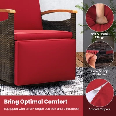 Tangkula Set Of 2 Outdoor 360° Swivel Rattan Recliner Chair Patio Wicker Chaise Lounge Chair 6 Tangkula Set Of 2 Outdoor 360° Swivel Rattan Recliner Chair Patio Wicker Chaise Lounge Chair - Image 6